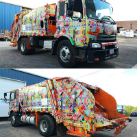 French Trip, acrylic wrap on recycling truck, 2015